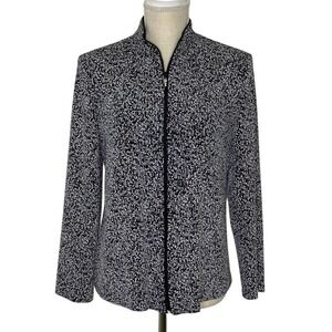 Jeanne Alexander black/white silver zip front jacket‎